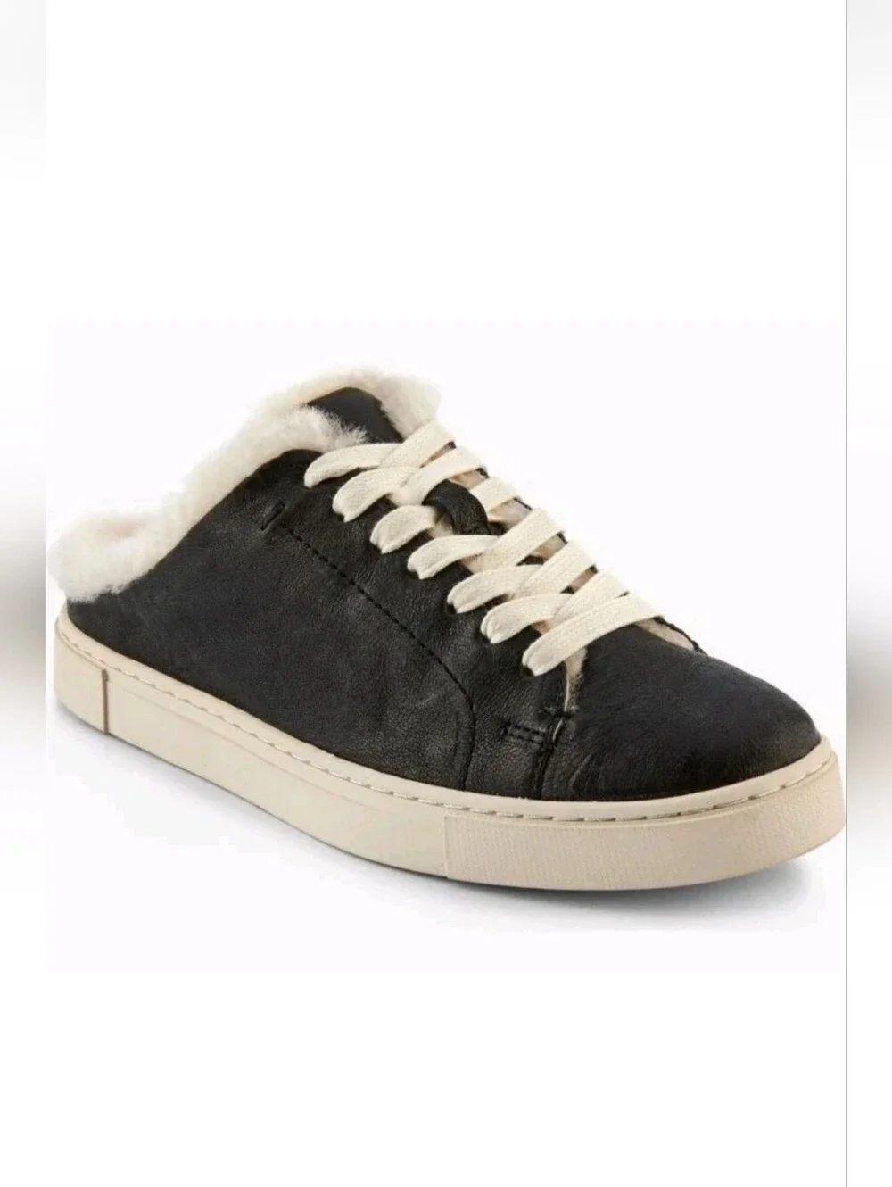 Frye Ivy Shearling Low Lace Sneaker Black Women's Size 8.5 Anthracite